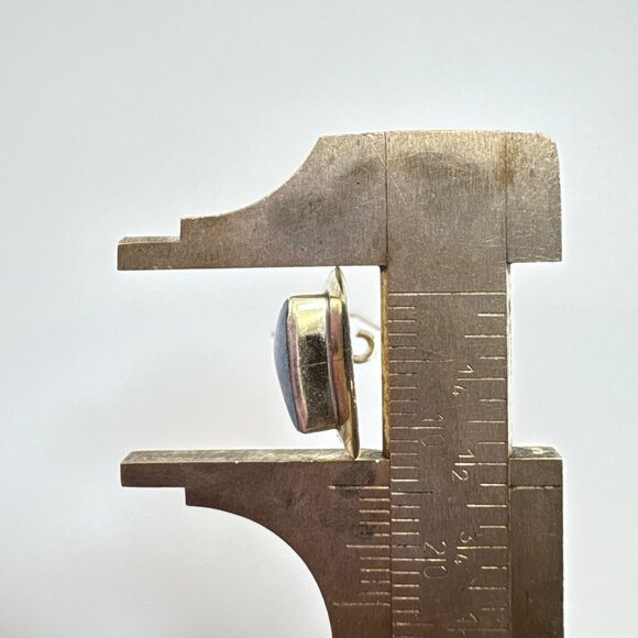 VTG Sterling Silver 925 Lapis Lazuli Triangle Cut Dangle Earrings 1.25" Length - Picture 8 of 10